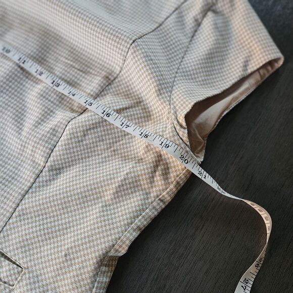 Ann Taylor Tan Houndstooth Knit Peplum Top Career Work Office Lined Size 14 - Picture 5 of 10